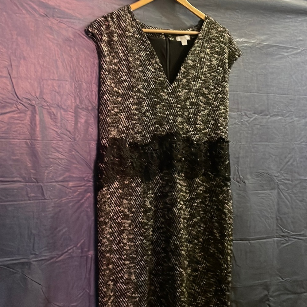 Black and white tile evening dress